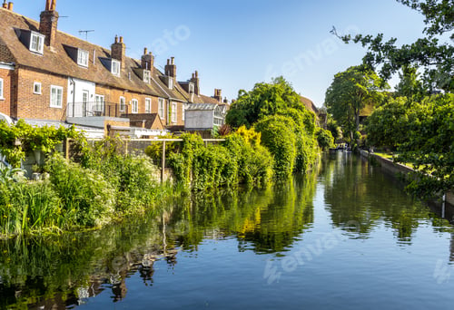 Preview: Typical buildings and Great Stour river in Caterbury city, England