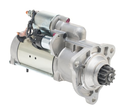 Preview: Car spare parts. Car engine starter on a white background. Isolate