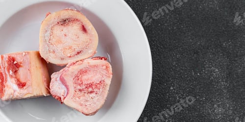 Preview: raw bone food bone marrow fresh eating cooking appetizer meal food snack on the table copy space