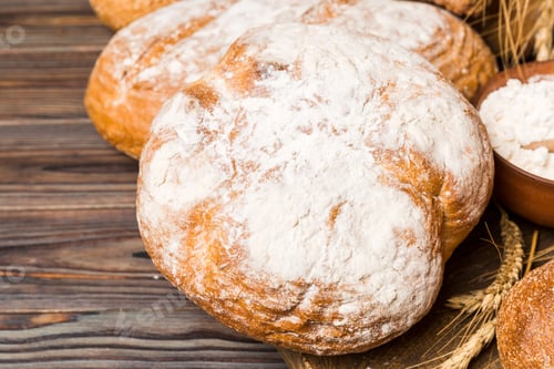 Preview: Homemade natural breads. Different kinds of fresh bread as background,