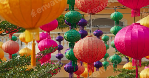 Preview: Chinese style lantern hanging at outdoor for decoration of the mid autumn festival