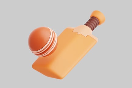 Preview: Cricket ball and bat.