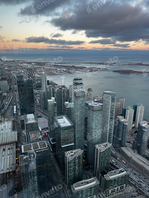 Preview: Skyscrapers from above during cloudy weather