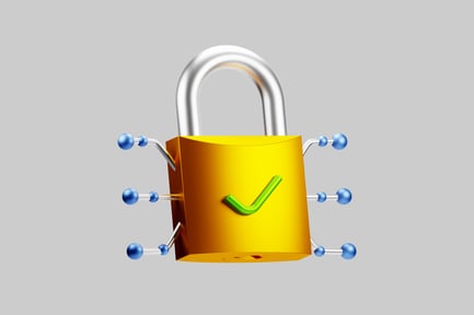Preview: Cybersecurity checkmark padlock