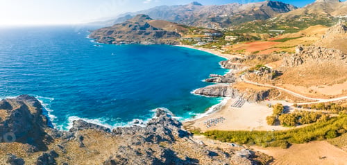 Preview: Aerial view of amazing Skinaria beach, Crete, Greece.