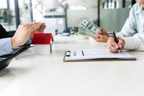 Preview: Signing a contract to buy a house, sell a house and making insurance a residential house.