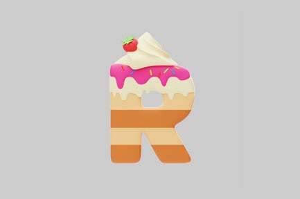 Preview: Cake letter r with topping