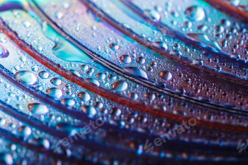 Preview: Colorful, Rainbow, Abstract Background. Water Drops. Condensate. Texture Of Glass. Parallel Lines