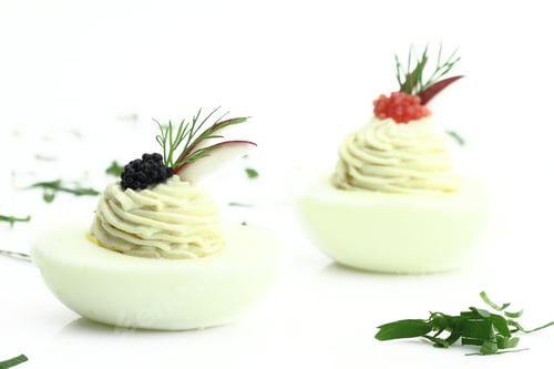 Preview: Canapes with egg and caviar