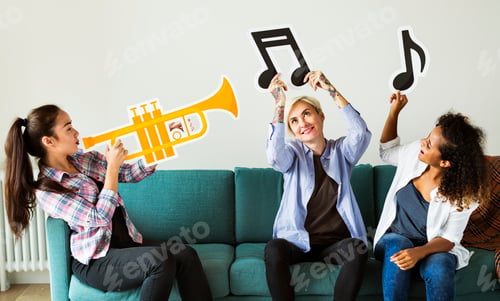 Preview: Group of people enjoying music icons