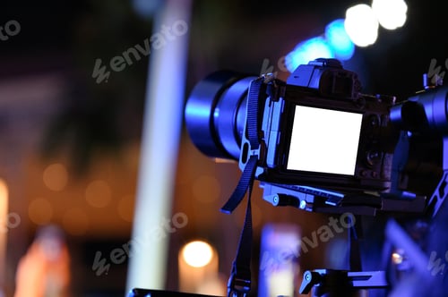 Preview: Professional videographer with camera on gimbal stabilizer for taking production