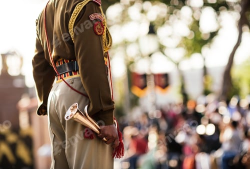 Preview: A dignified military officer stands at attention during a formal ceremony