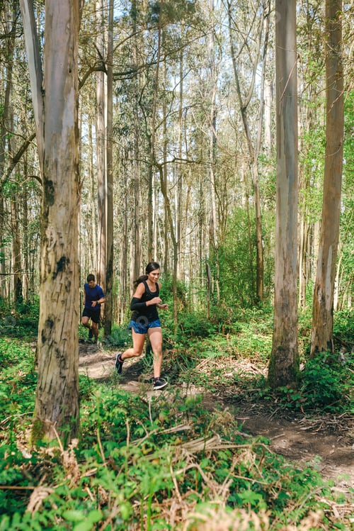 Preview: Young woman and man doing trail