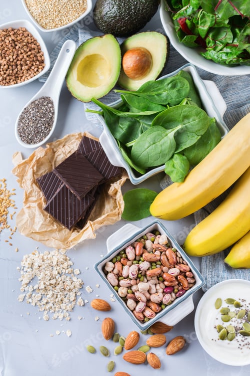 Preview: Assortment of healthy high magnesium sources food