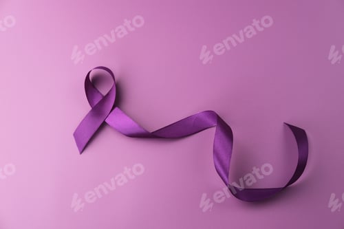 Preview: Purple ribbon as symbol of World Cancer Day