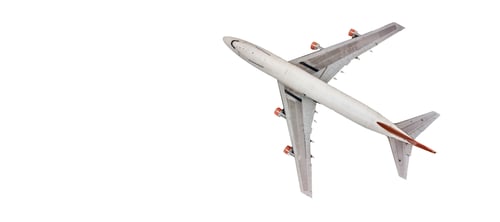 Preview: Aerial top view passenger airplane on white background, Top view of white passenger airplane