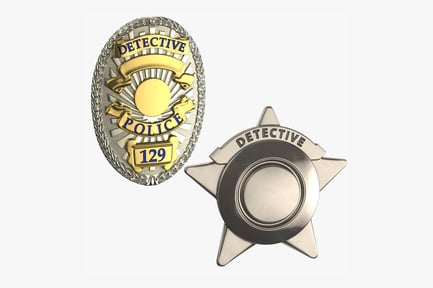 Visualização: Conjunto de distintivos de detetive: oval e estrela