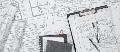 Preview: architect design working drawing sketch plans blueprints and making architectural