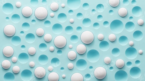 Preview: Abstract blue background with white spheres and empty cells. 3d render illustration.