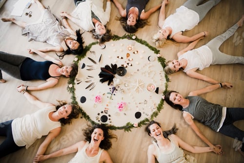 Preview: Women around circle in yoga retreat