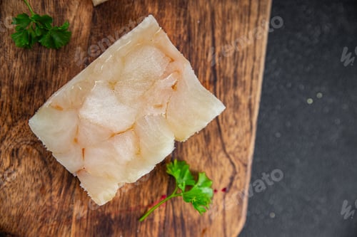 Preview: raw fish briquette fillet seafood defrost meal food snack on the table copy space food background