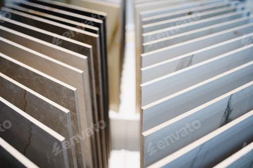 Preview: Modern Ceramic tiles Display in the Luxury Shopping Mall. Shopping Mall sell ceramic materials tile