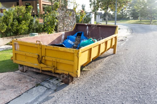 Preview: Garbage roro dumpter bin collects rubbish at construction site