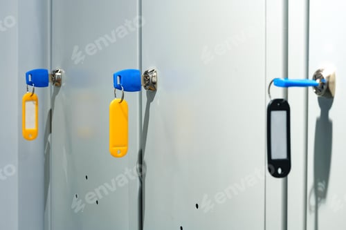 Preview: Gray locker with key for safety in public facility