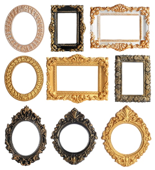 Preview: Set of different old fashioned frames on white background