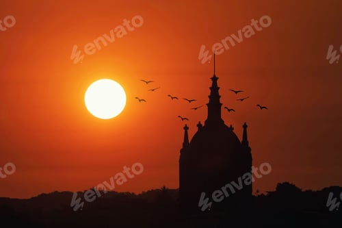 Preview: Majestic church illuminated in the golden light of the sunset in Matanzas, Cuba