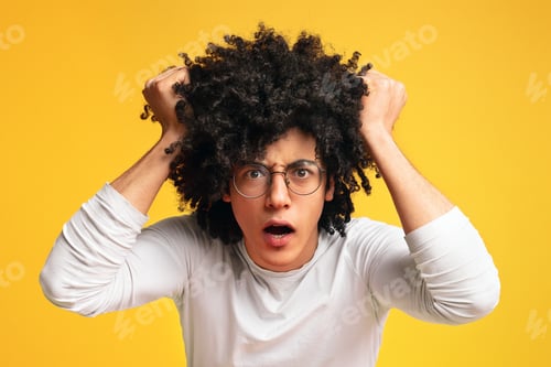 Preview: Emotional black guy shouting and rending his hair in stress