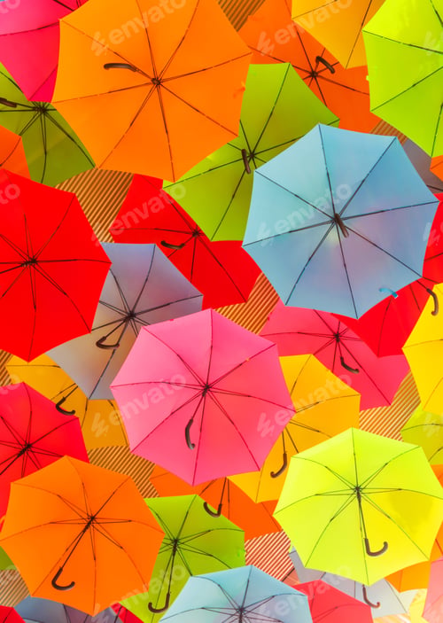Preview: Colourful Umbrella Background