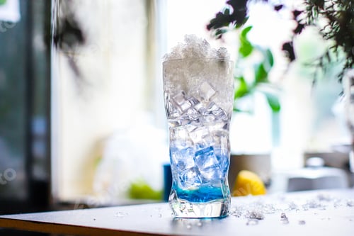 Preview: Cocktail Drink Blue Colour Ice And Liquor Alcohol Or Non-Alcoholic Tonic Soda Beverage Food
