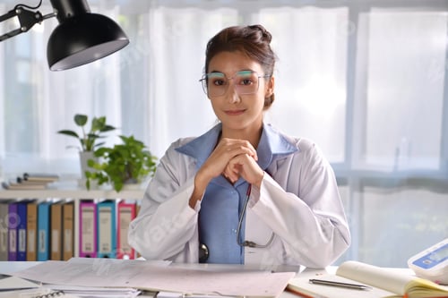 Preview: Female doctor making video call