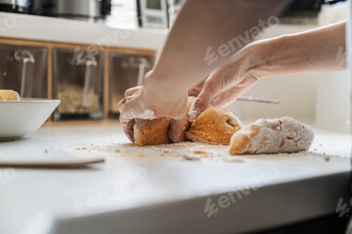 Preview: Preparing a dough for home made pasta on kitchen counter