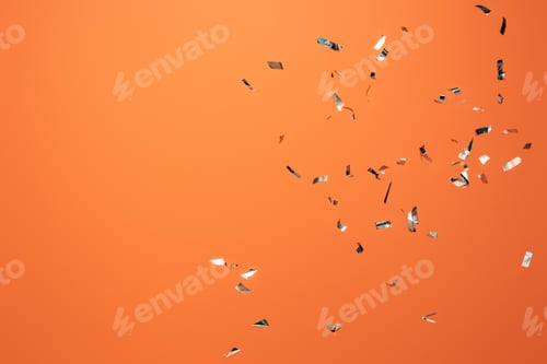 Preview: shiny silver confetti on orange background