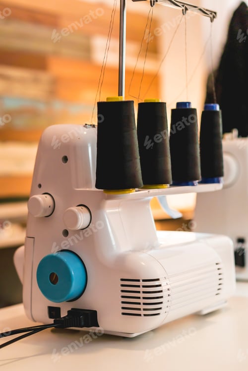Preview: Close-up of an overlock sewing machine