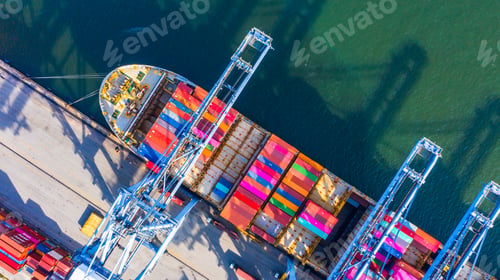 Preview: Container ship global business freight import export logistic transportation.