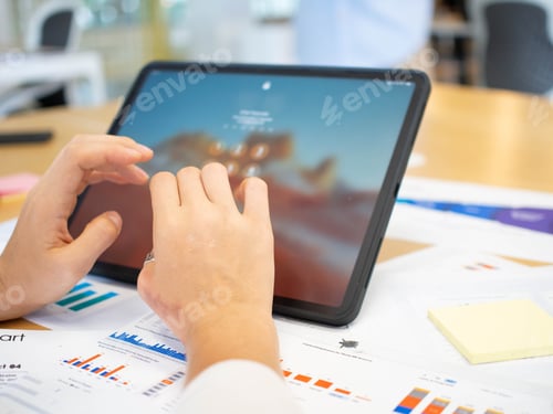 Preview: hand finger touch screen tablet security technology cyber datum network computer notebook digital ne