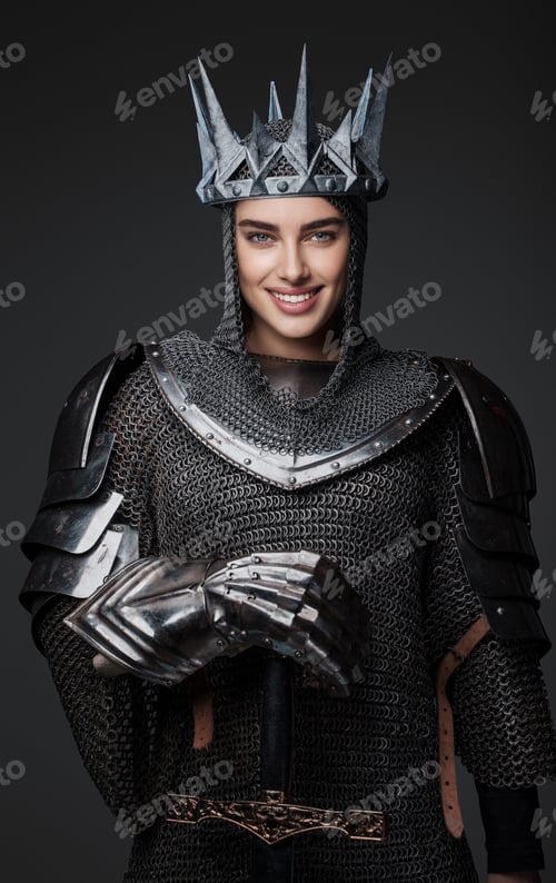 Preview: Stunning portrait of a female knight in medieval armor