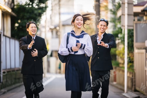 Preview: Japanese students meeting outdoors
