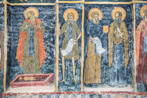 Preview: Painted murals at Sucevita Monastery, a gothic church listed in the UNESCO 'painted churches of nort