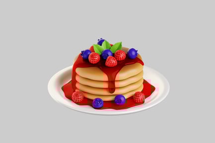 Preview: Pancakes with berries and syrup