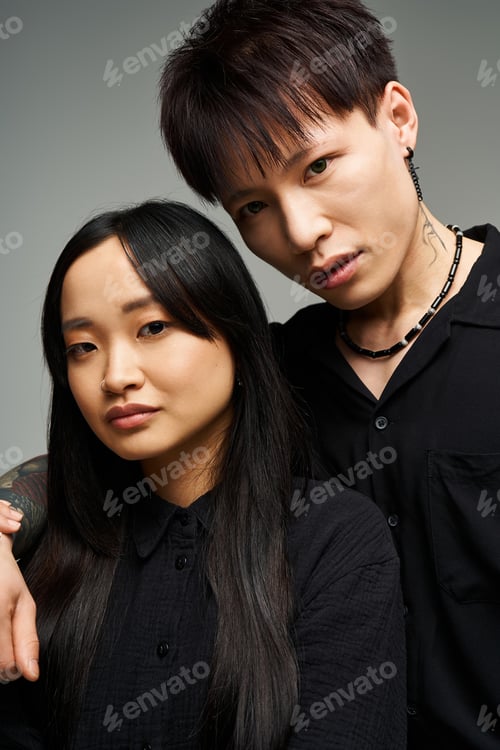 Preview: Stylish couple showcasing love and connection in a modern urban setting