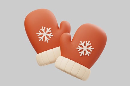 Preview: Orange mittens with white snowflake design
