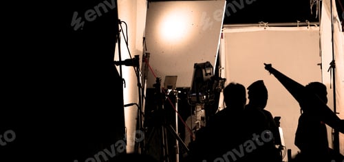 Preview: Silhouette images of video production behind the scene or b-roll