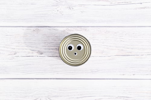 Preview: Silly Can with Eyes on Wooden Surface