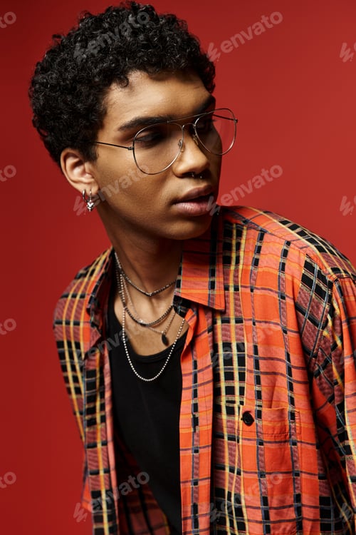 Preview: Stylish Spectacles: Young Man in Plaid