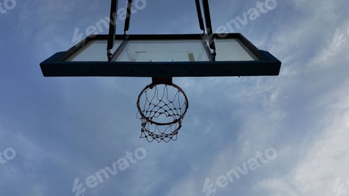 Preview: sport basketball hoop top view down hoop basket silhouette dark black orange color game court outdoo