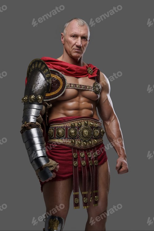 Preview: Seasoned and muscular gladiator of mature years